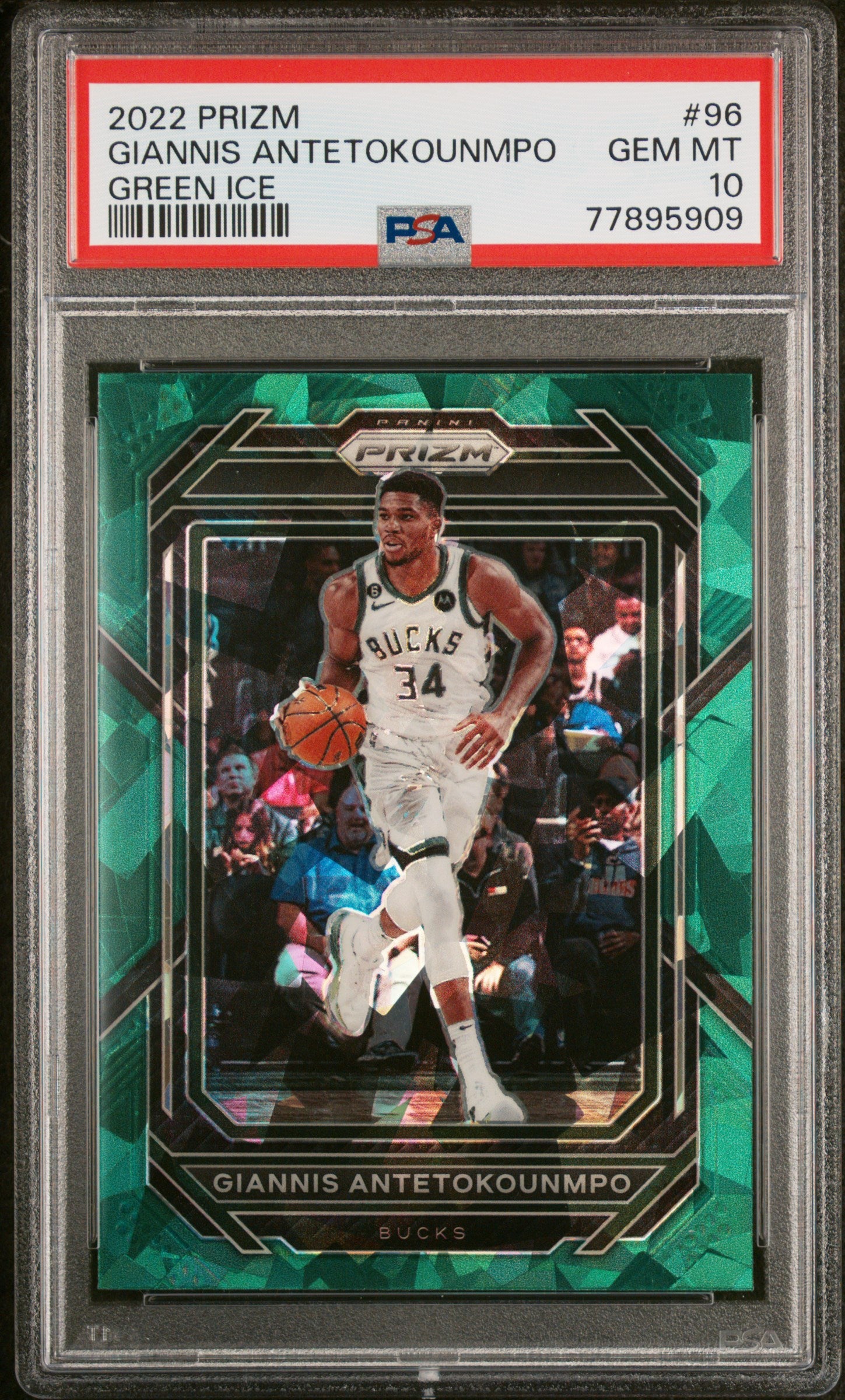 Giannis Antetokounmpo hotsell Contenders Optic Uniformity Red Cracked Ice Prizm PSA 9