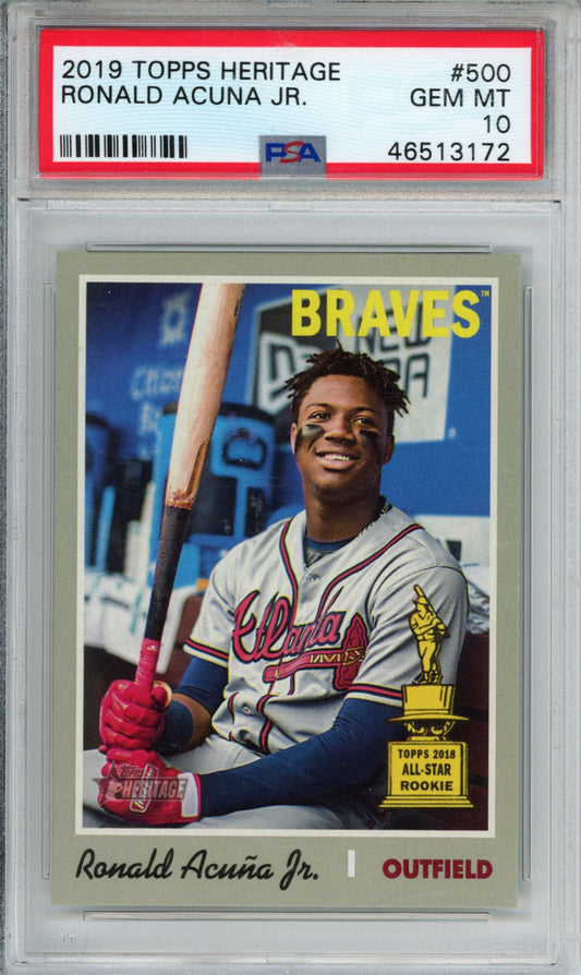 2019 Topps Heritage Ronald Acuna JR. #500 PSA 10