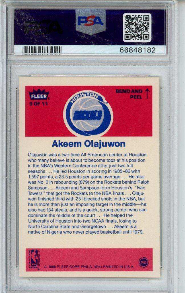 1986 Fleer Sticker Akeem Olajuwon #9 PSA 7