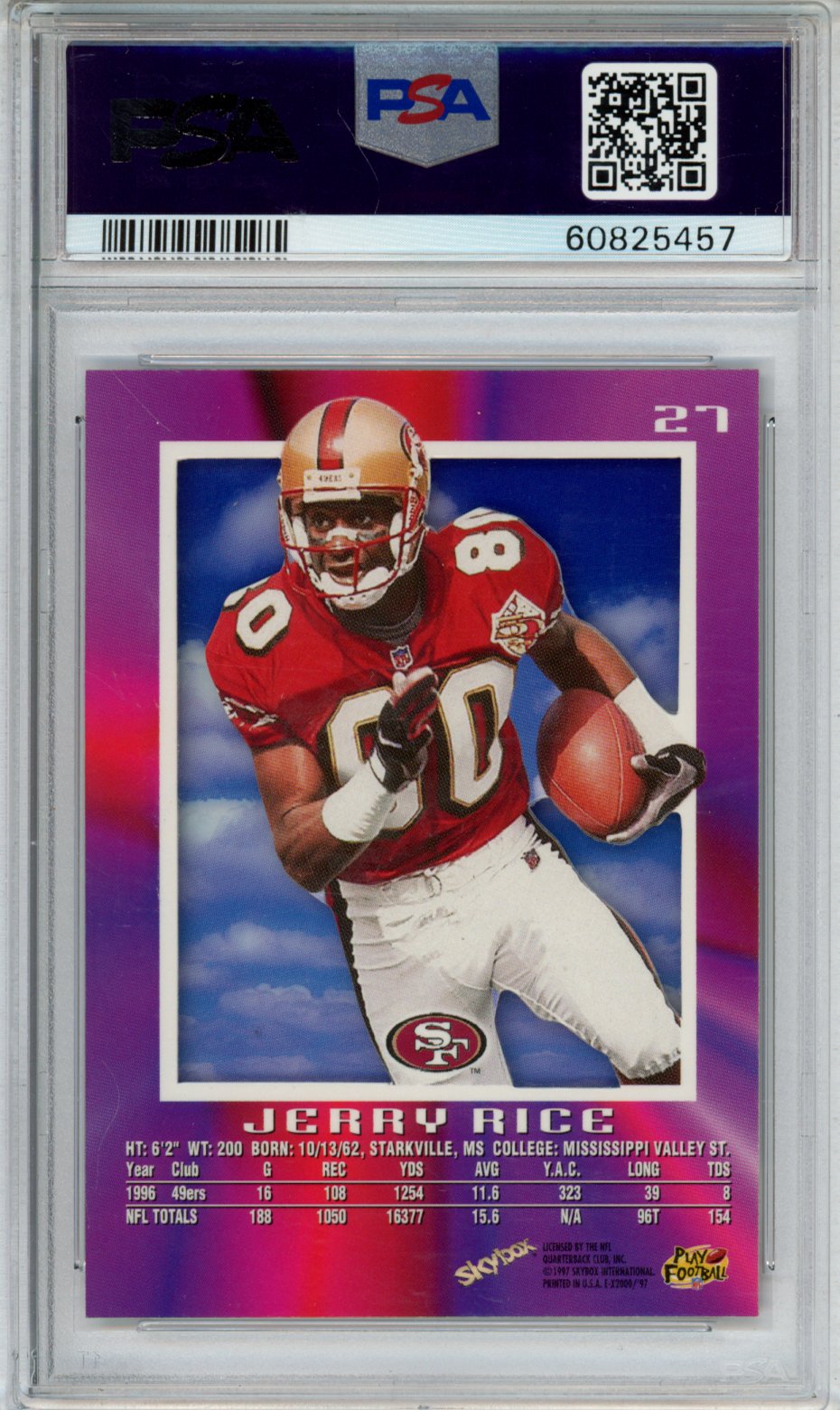 1997 Skybox E-X 2000 Jerry Rice #27 PSA 8