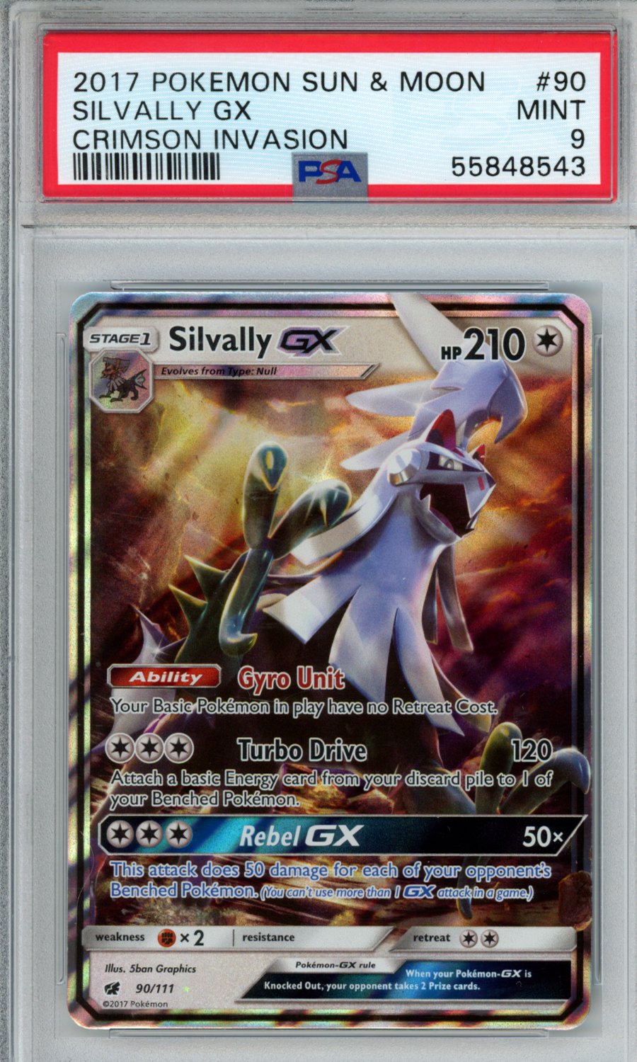 Doctor Who Monster Invasion TCG Silvally GX #90 Crimson Invasion PSA 9