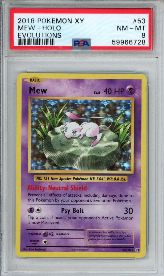 PokéMon TCG Mew #53 Evolutions PSA 8