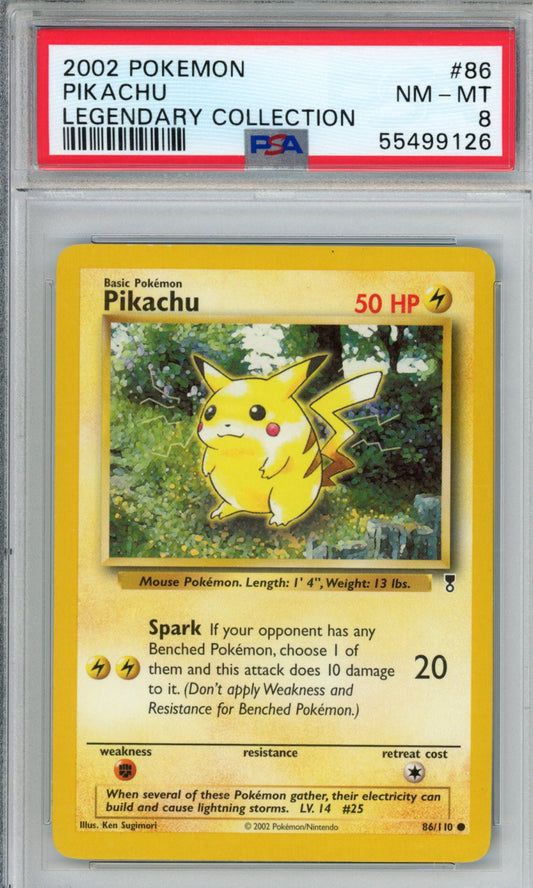 PokéMon TCG Pikachu #86 Legendary Collection PSA 8