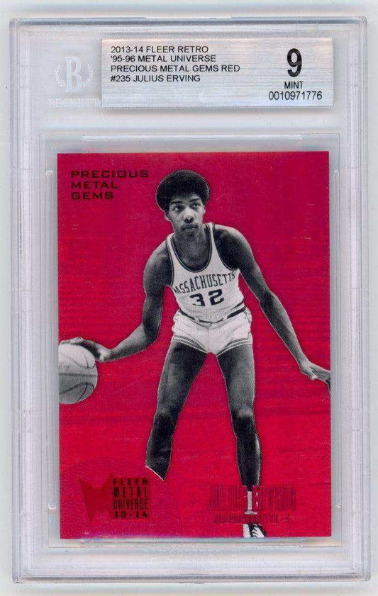 2013-14 Fleer Retro '95-96 Metal Universe Precious Metal Gems Red Julius Erving #235 BGS 9