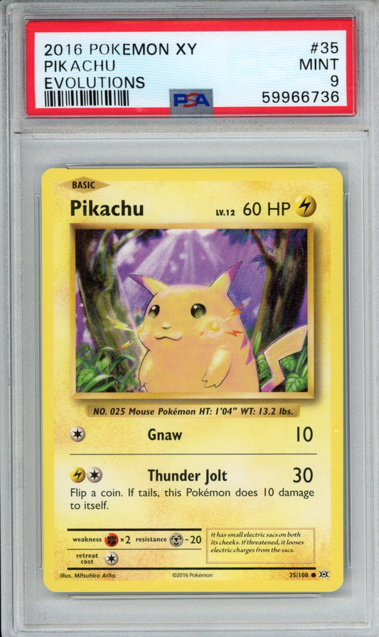 PokéMon TCG Pikachu #35 Evolutions PSA 9