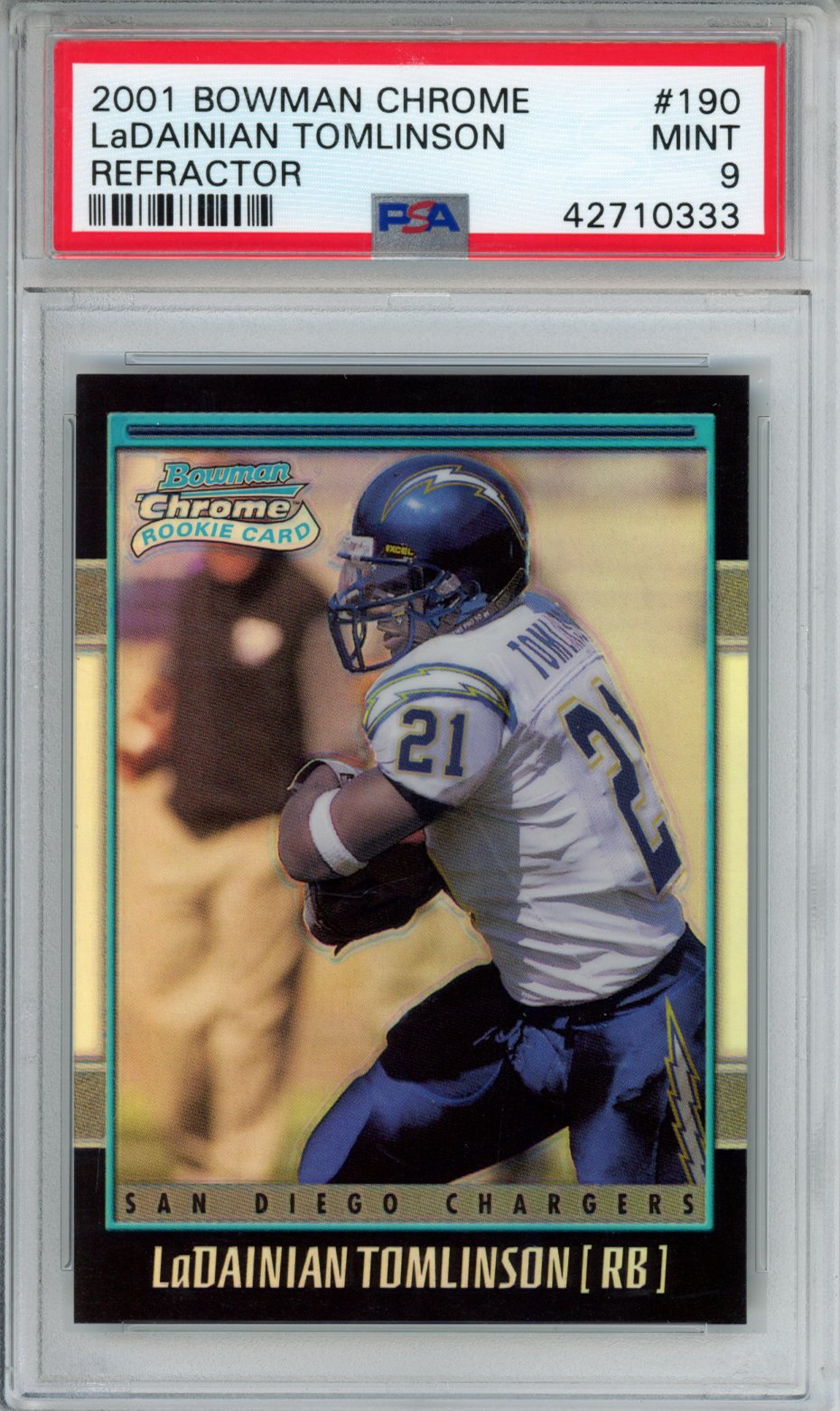 2001 Bowman Chrome Ladainian Tomlinson #190 Refractor PSA 9