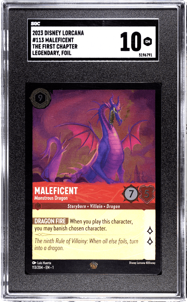 MALEFICENT #113 2023 DISNEY LORCANA THE FIRST CHAPTER LEGENDARY FOIL SGC 10 GEM