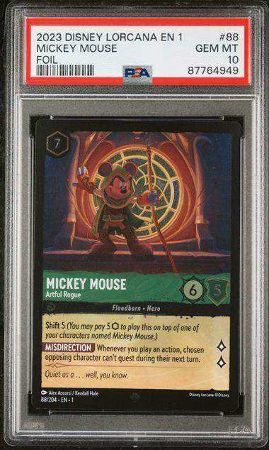 2023 DISNEY LORCANA EN 1-THE FIRST CHAPTER MICKEY MOUSE FOIL #88 PSA GEM MT 10