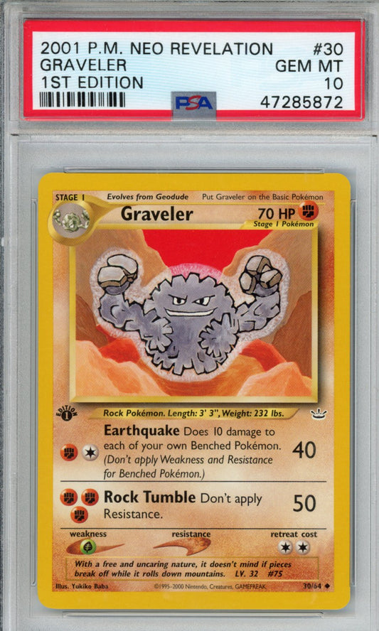 PokéMon TCG Graveler #30 1ST Edition PSA 10