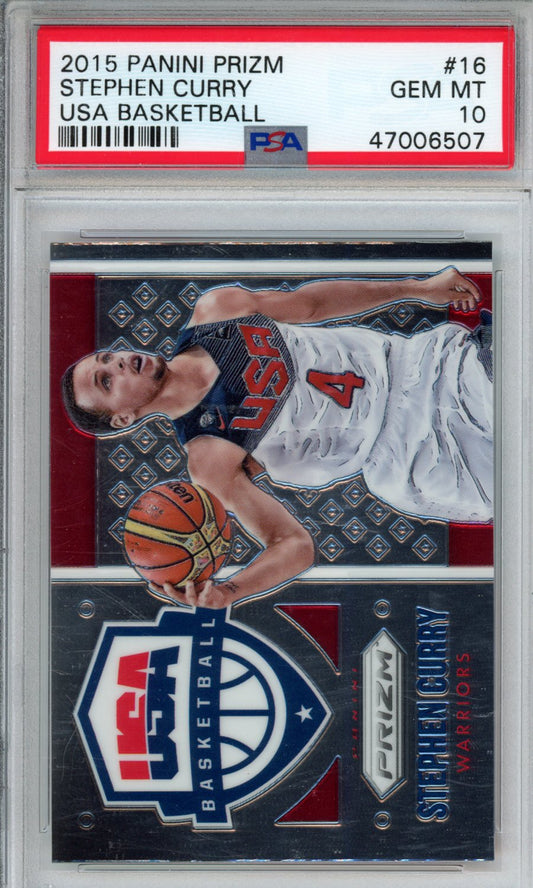 2015 Panini Prizm Usa Basketball Stephen Curry #16 PSA 10