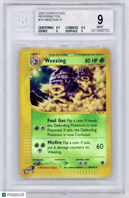 2002 Pokemon Expedition Reverse Foil Weezing R #70 BGS 9