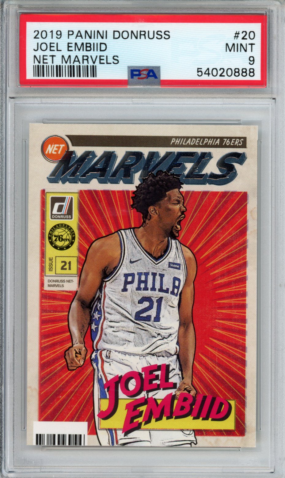 2019 Panini Donruss Net Marvels Joel Embiid #20 PSA 9