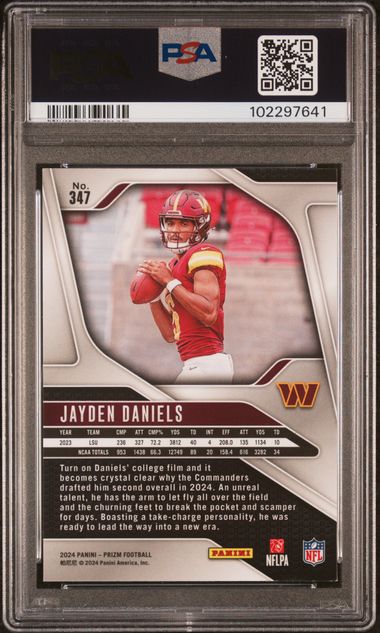 2024 PANINI PRIZM JAYDEN DANIELS #347 PSA MINT 9