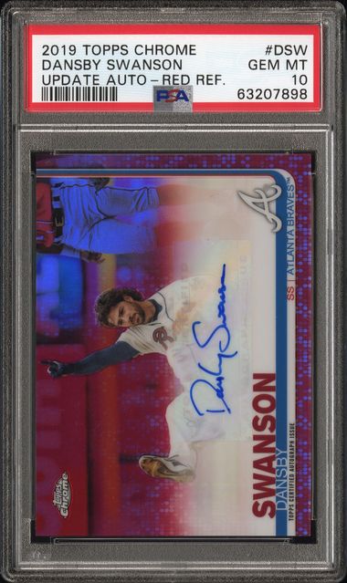 2019 TOPPS CHROME UPDATE AUTOGRAPHS DANSBY SWANSON UPDATE AUTO-RED REF. #DSW PSA GEM MT 10