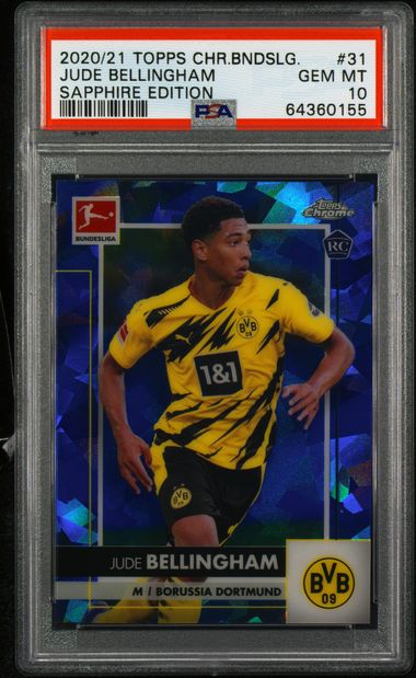 2020 TOPPS CHROME BUNDESLIGA SAPPHIRE EDITION JUDE BELLINGHAM SAPPHIRE EDITION #31 PSA GEM MT 10