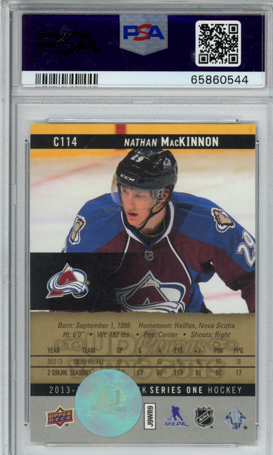 2013 UD CANVAS NATHAN MACKINNON PSA AUTH/9 AUTO 65860544