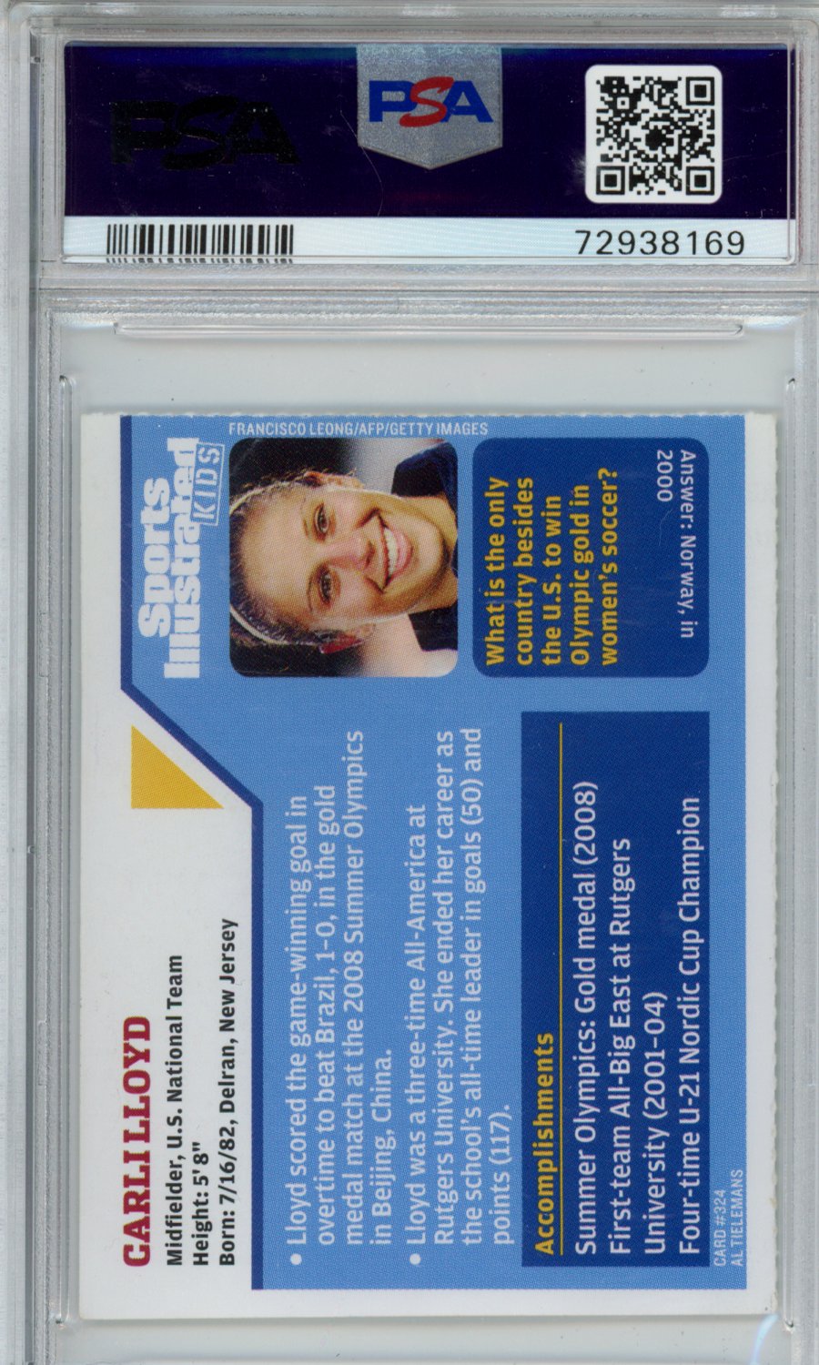 2008 SI FOR KIDS CARLI LLOYD PSA AUTHENTIC/10 AUTO 72938169