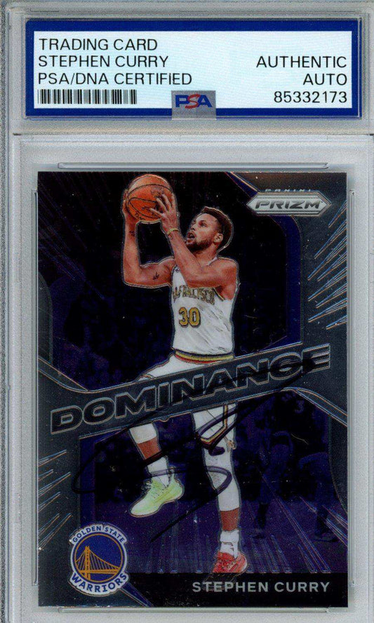 2023 Basketball 2020-21 PRIZM STEPHEN CURRY #24 DOMINANCE IN PERSON AUTO PSA CERT 85332173