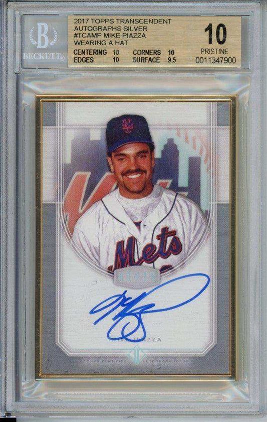 2017 Topps Transcendent Autographs Silver Wearing a Hat Mike Piazza #TCAMP /Wearing BGS 10