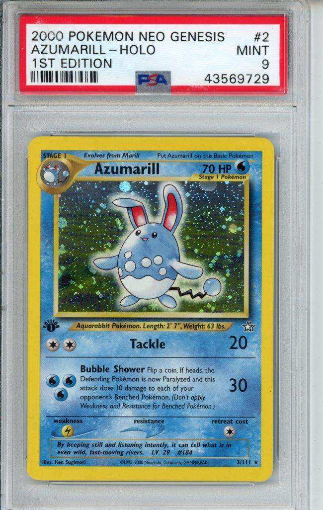 2000 PokéMon TCG Azumarill #2 1ST Edition PSA 9