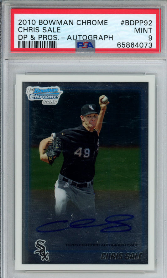 2010 Bowman Chrome Draft Picks & Prospects Chris Sale #BDPP92 DP Pros. Autograph PSA 9