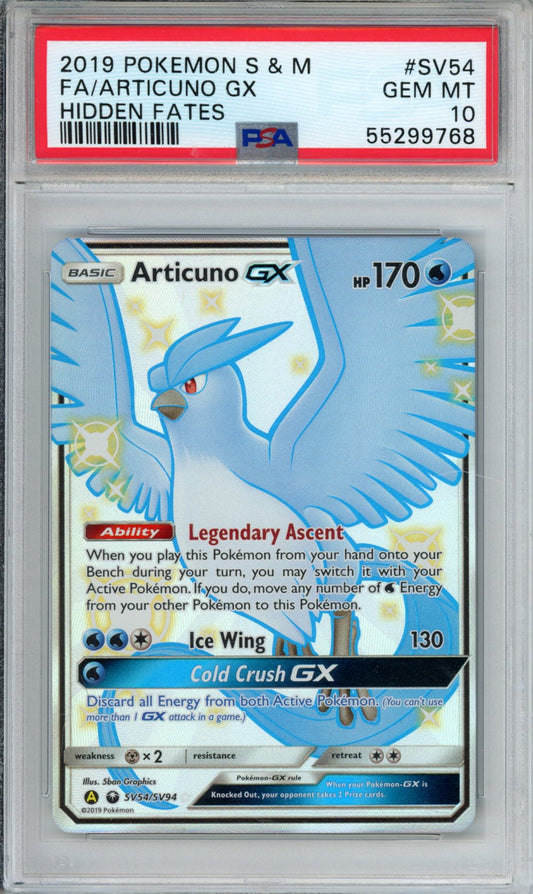 PokéMon TCG Articuno GX Fa #SV54 Mongolian Hidden Fates PSA 10