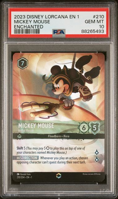 2023 DISNEY LORCANA EN 1-THE FIRST CHAPTER MICKEY MOUSE ENCHANTED #210 PSA GEM MT 10