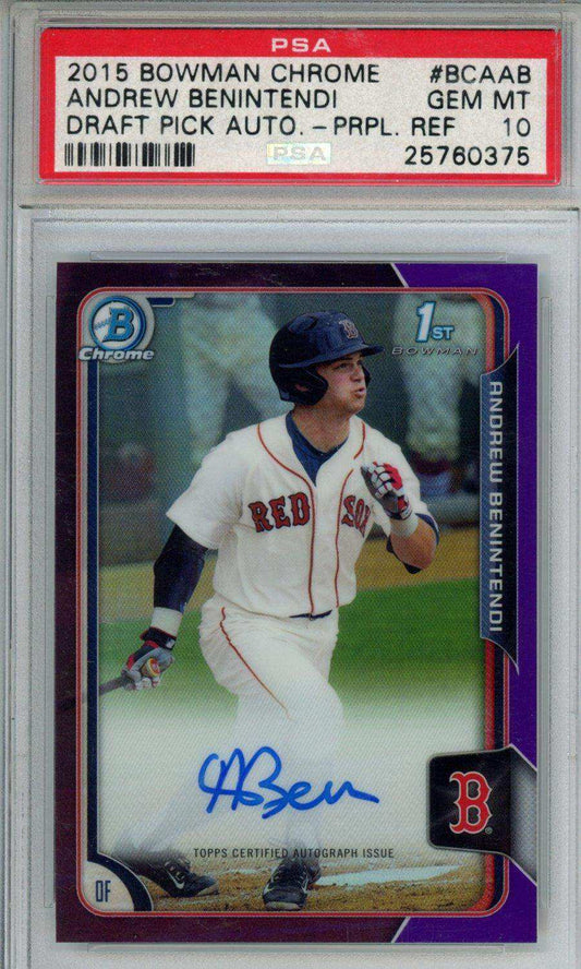 2015 Bowman Chrome Draft Pick Autograph Andrew Benintendi #BCAAB Draft Pick Autograph Prpl. Refractor PSA