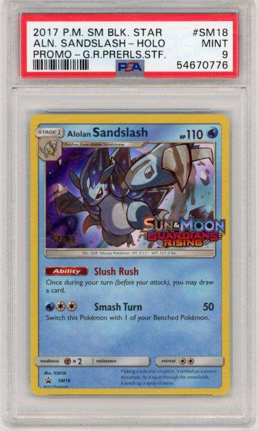 2017 PokéMon TCG Alolan Sandslash #SM18 Promo-G.R.Prerls.STF. PSA 9