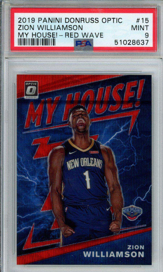 2019 Panini Donruss Optic My House! Zion Williamson #15 My House! Red Wave PSA 9