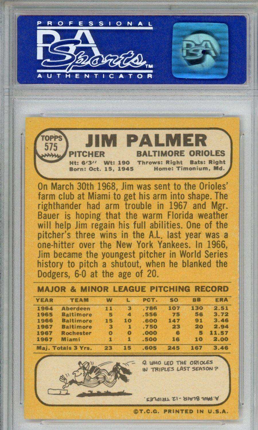 1968 Topps Jim Palmer #575 PSA 9