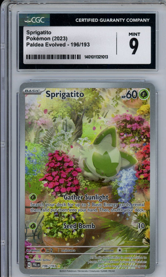 2023 Pokémon Paldea Evolved - PAL EN Sprigatito #196/193 Illustration Rare Holo CGC 9