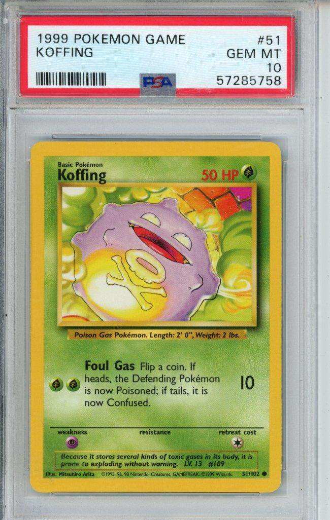 1999 PokéMon TCG Koffing #51 PSA 10