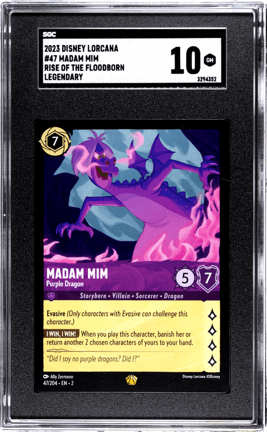 MADAM MIM #47 2023 DISNEY LORCANA RISE OF THE FLOODBORN LEGENDARY SGC 10 GEM