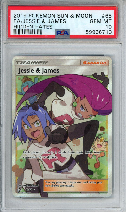 PokéMon TCG Jessie & James Fa #68 Mongolian Hidden Fates PSA 10