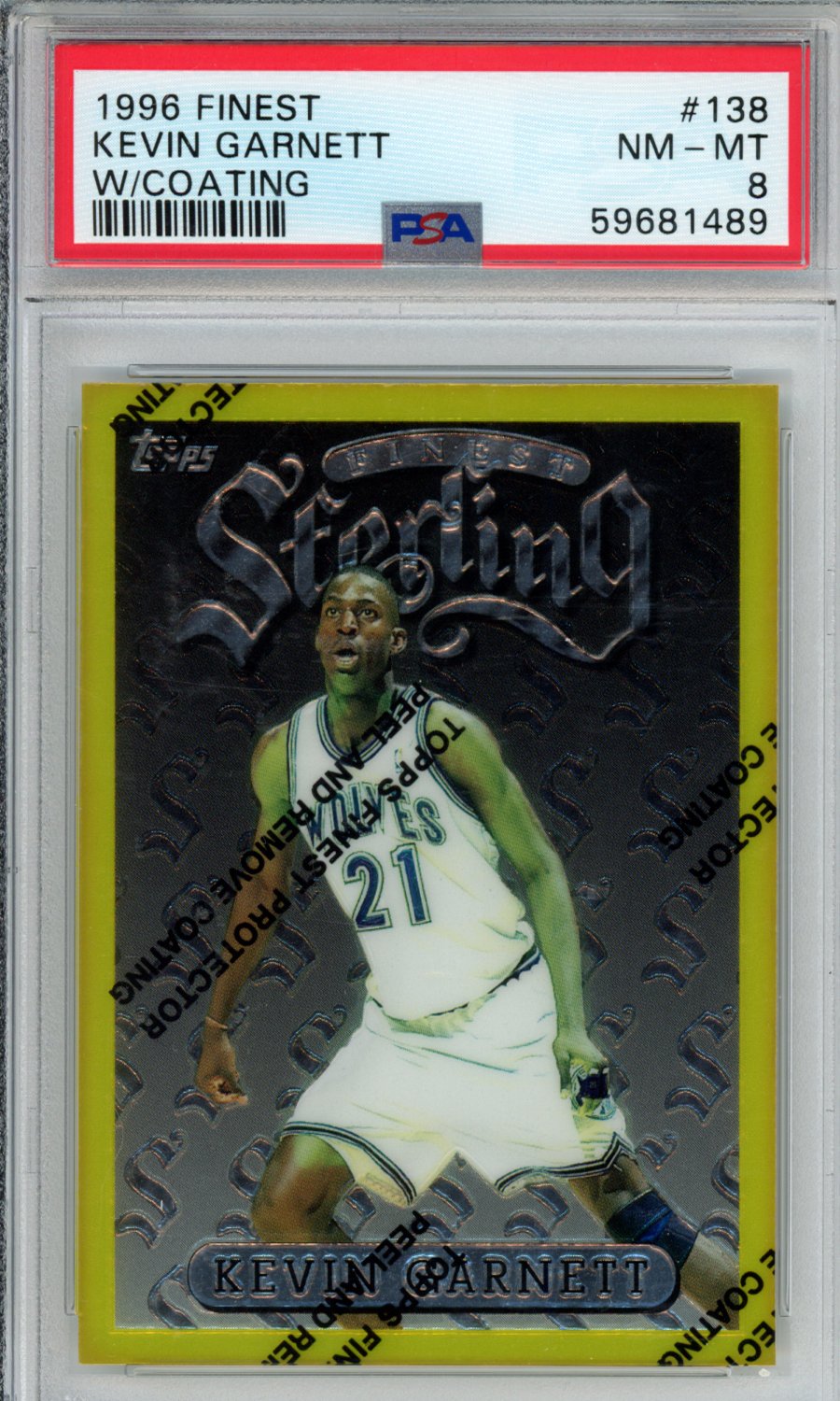 1996 Finest Kevin Garnett #138 W Coating PSA 8