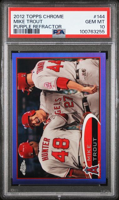 2012 TOPPS CHROME MIKE TROUT PURPLE REFRACTOR #144 PSA GEM MT 10