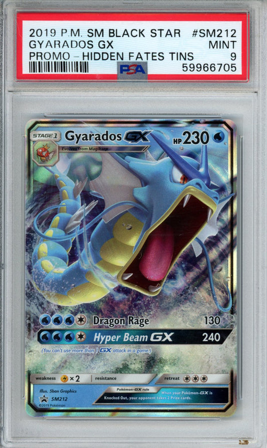 PokéMon TCG Gyarados GX #SM212 Promo-Hidden Fates Tins PSA 9