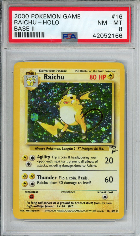 PokéMon TCG Raichu #16 Base II PSA 8