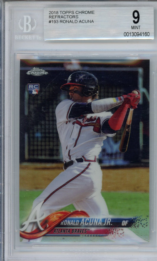 2018 Topps Chrome Refractors Ronald Acuna #193 BGS 9