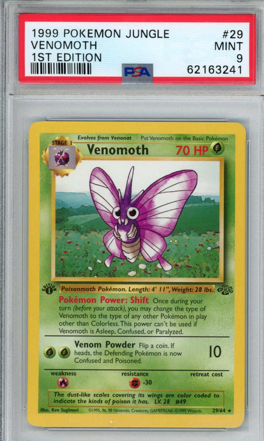 PokéMon TCG Venomoth #29 1ST Edition PSA 9