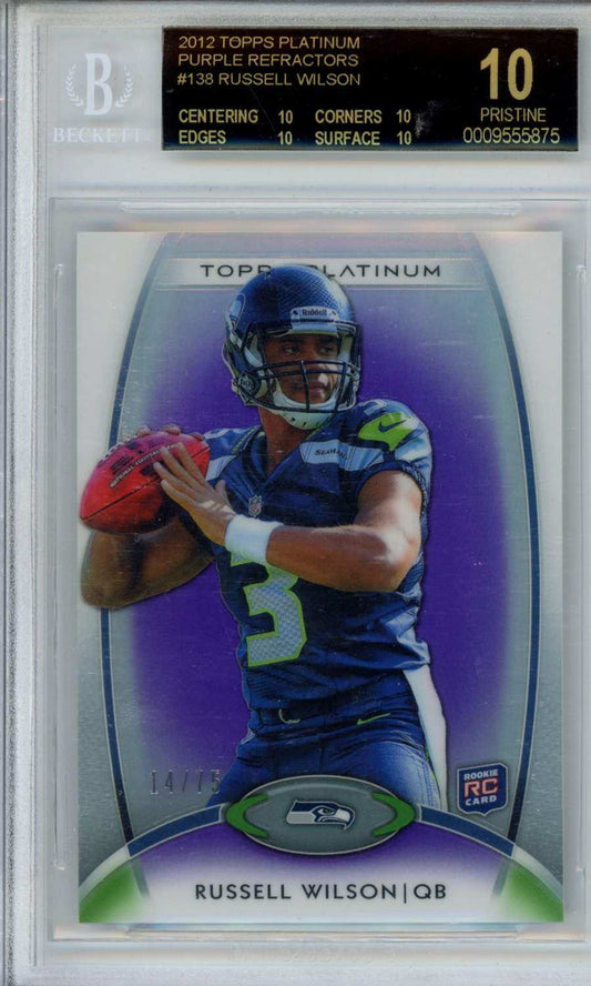 2012 Topps Platinum Purple Refractors Russell Wilson #138 BGS 10 Auto 10