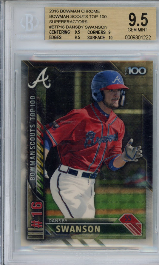 2016 Bowman Chrome Bowman Scouts Top 100 Superfractors Dansby Swanson #BTP16 BGS 9.5