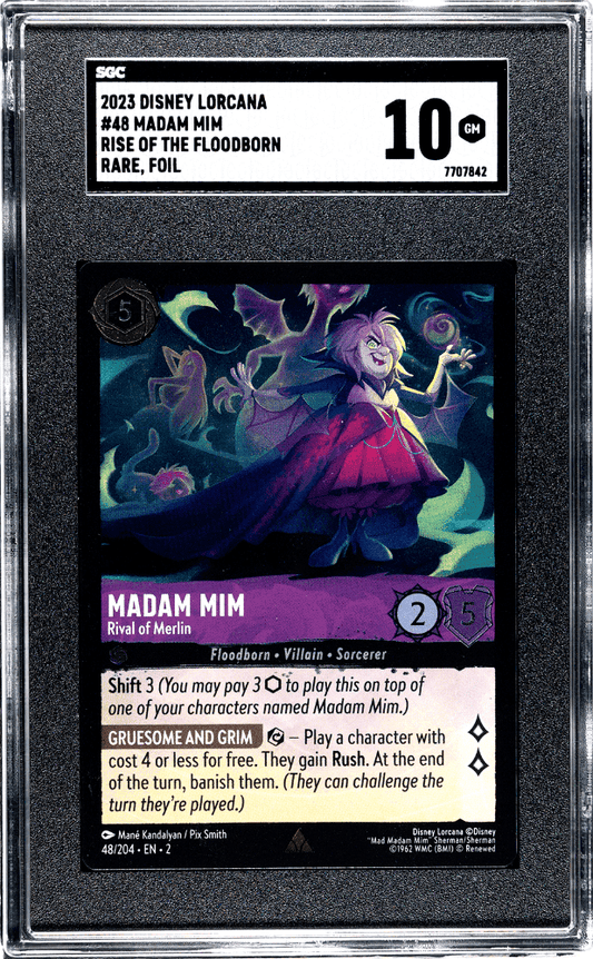 MADAM MIM #48 2023 DISNEY LORCANA RISE OF THE FLOODBORN RARE FOIL SGC 10 GEM