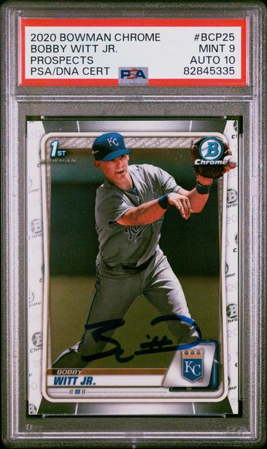 2020 BOWMAN CHROME BOBBY WITT JR PROSPECTS PSA 9/10 AUTO 82845335