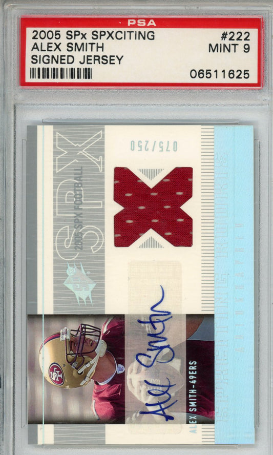 2005 SPX Alex Smith #222 Signed Jersey PSA 9