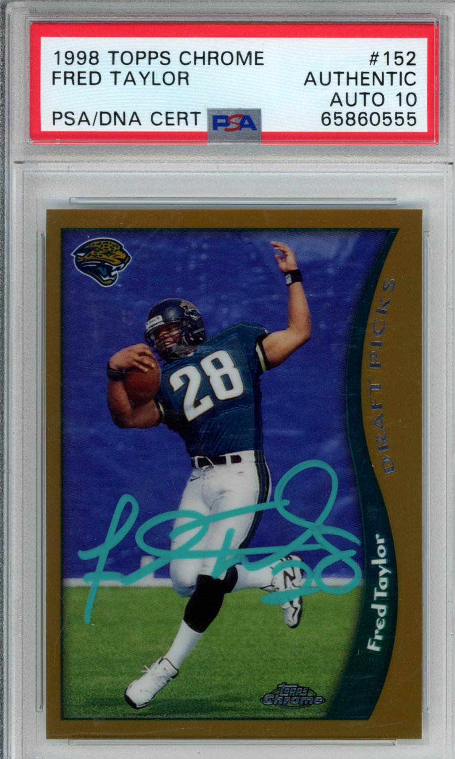 1998 TOPPS CHROME FRED TAYLOR PSA AUTHENTIC/10 AUTO 65860555