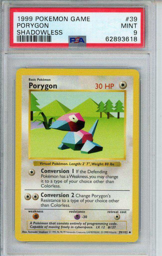 1999 PokéMon TCG Porygon #39 Shadowless PSA 9