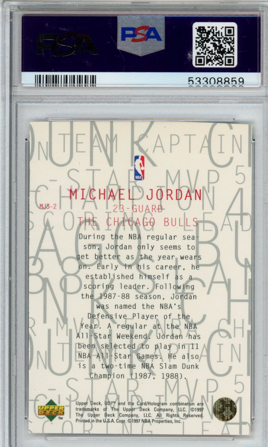 1997 Ud3 MJ3 Michael Jordan #MJ3-2 PSA 9