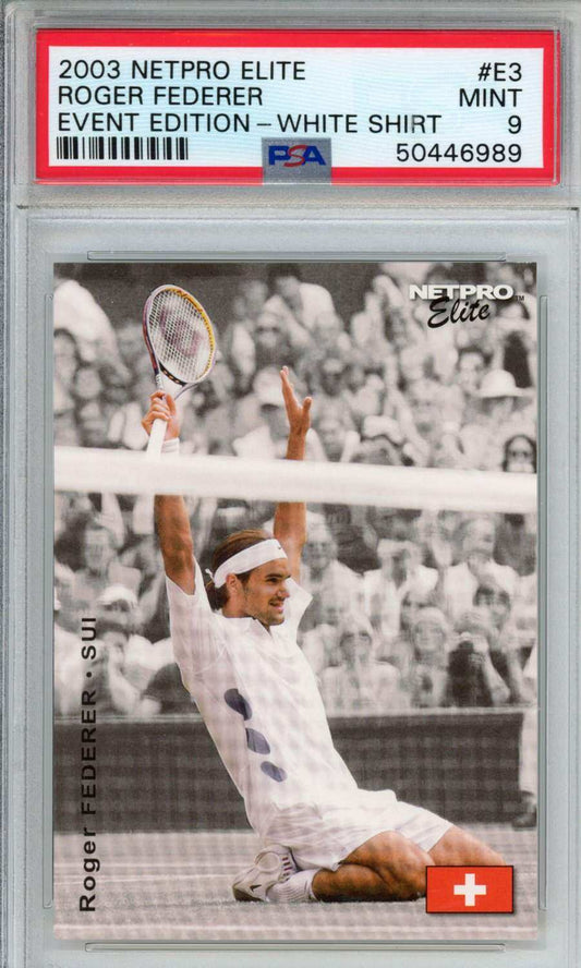 2003 Netpro Elite Roger Federer #E3 Event Edition White Shirt PSA 9